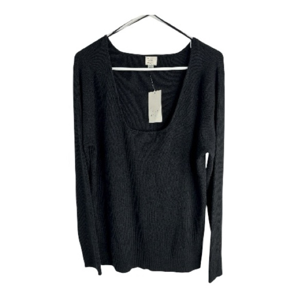 A New Day Women’s Black Ribbed Long Sleeve Stretchy Sweater Size 3X NWT